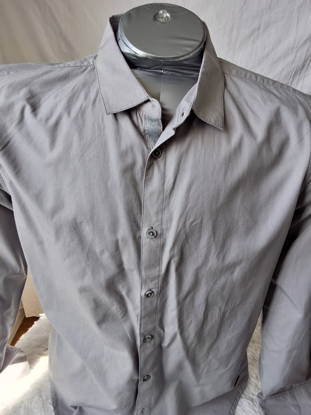 Bench Men’s Button Down Shirt Medium – Grey Long Sleeve Casual Dress Shirt - Picture 3 of 9